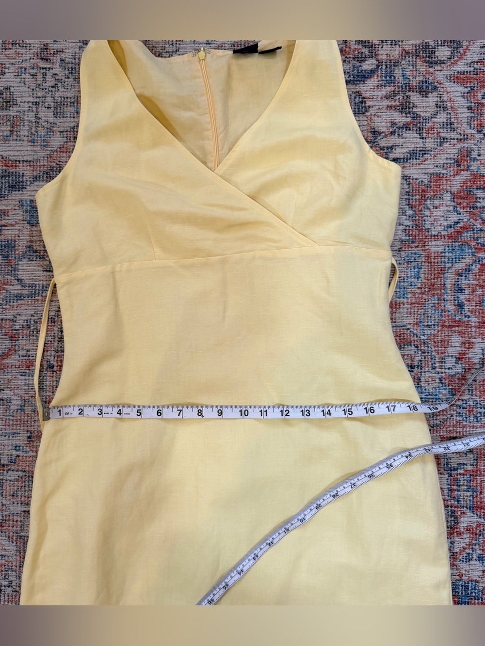 VTG Butter Yellow Linen Blend Midi Dress Sleeveless Summer Sz 4/6 S read - Picture 13 of 13